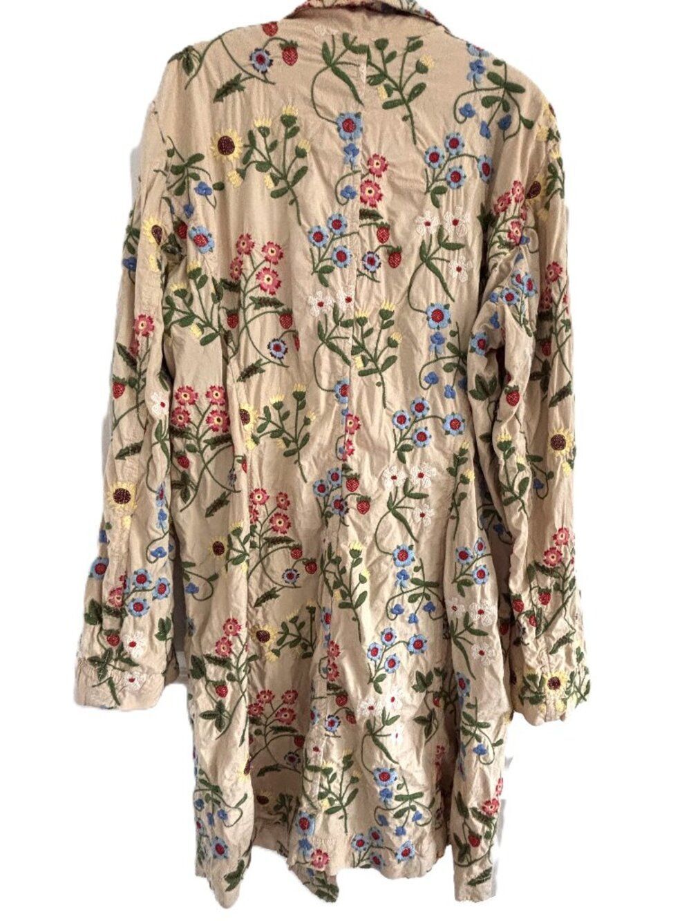 Y2K VINTAGE JOHNNY WAS Embroidered Floral Trench Coat | Size XL - Picture 2 of 5